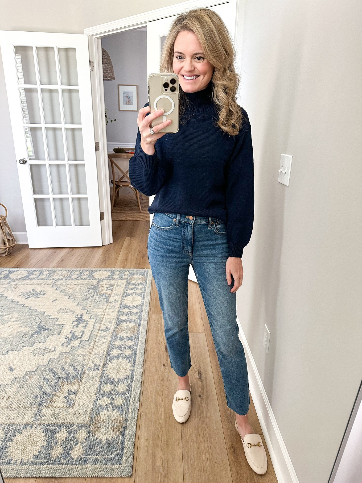 "Basic" navy basic sweater. Sophisticated and classic. A great quality mock neck sweater from Amazon. Wearing the XS

#LTKworkwear #LTKfamily #LTKstyletip