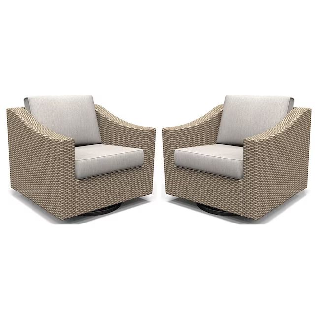allen + roth Emerald Cove Set of 2 Wicker Brown Metal Frame Swivel Glider Conversation Chair with... | Lowe's