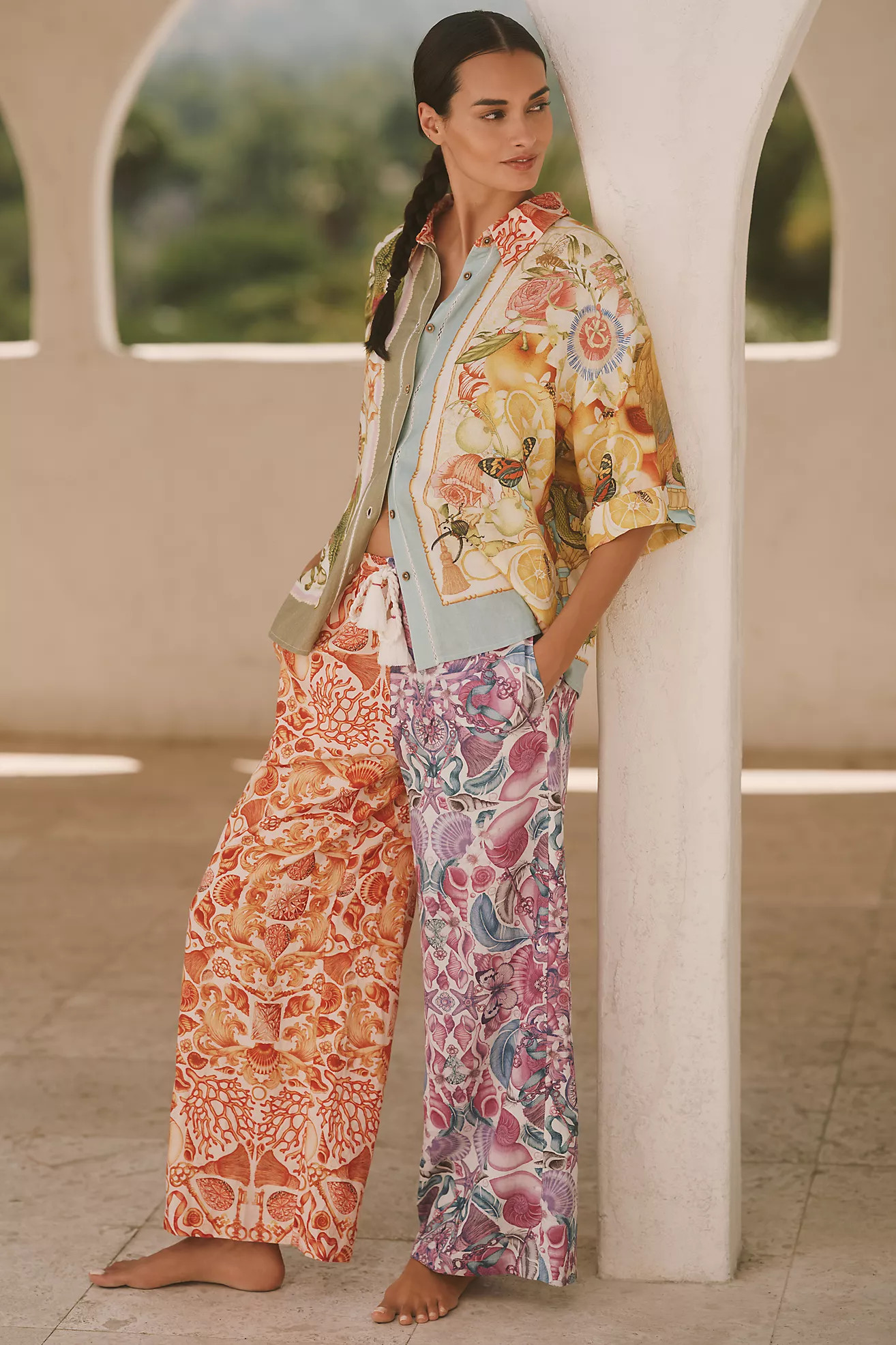 Emily Carter x Celandine Printed Linen Blend Pants | Anthropologie (US)