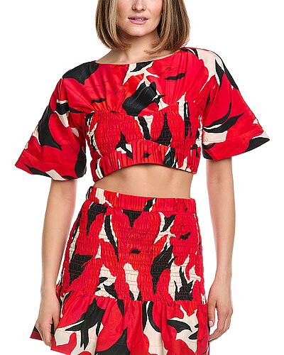 Elle Printed Silk-Blend Crop Top | Rue La La