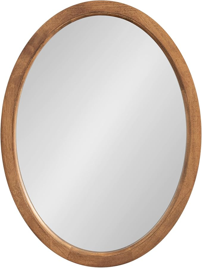 Kate and Laurel Hogan Farmhouse Oval Framed Wall Mirror, 18 x 24, Natural Rustic, Decorative Trad... | Amazon (US)