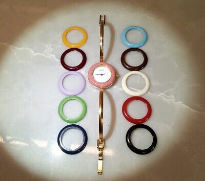VINTAGE Gucci 11/12.2 Multi Bezel Gold Plated Bangle Watch - 11 Bezels WORKS!! | eBay US