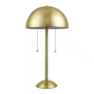 Novogratz x Globe Electric Haydel 21 in. 2-Light Matte Brass Table Lamp 12976 - The Home Depot | The Home Depot
