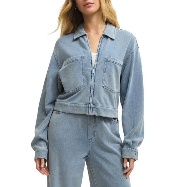 Women's Z Supply Heritage Knit Jacket Large Ocean Air Indigo | Scheels Sports