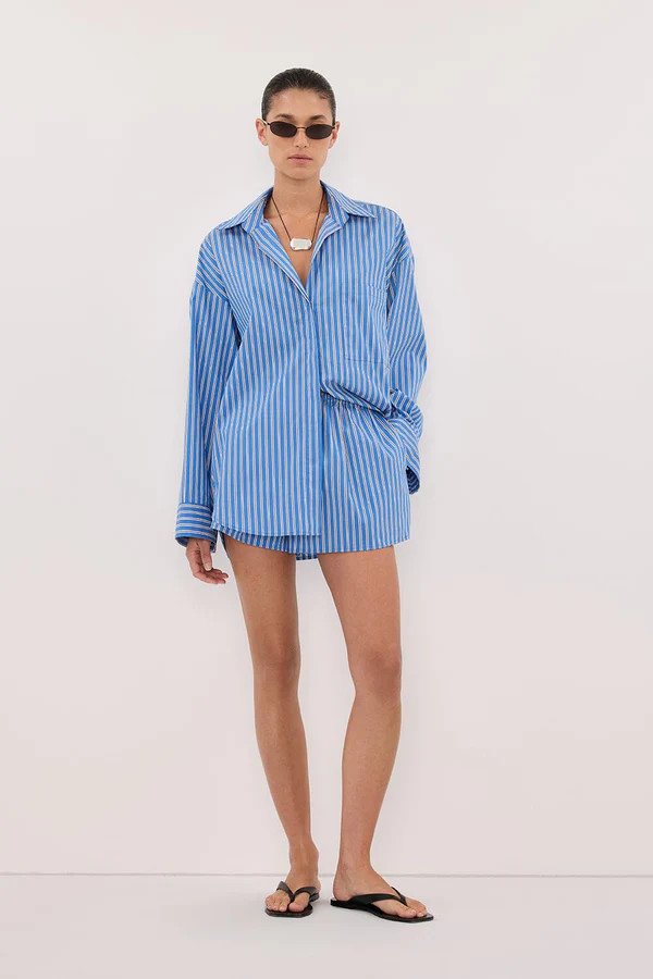 MISHA AZURE BLUE STRIPE SHORT | DISSH