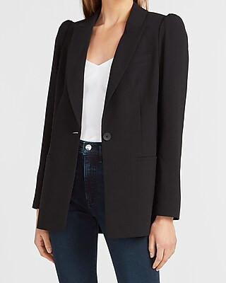Puff Sleeve Peak Lapel Blazer | Express