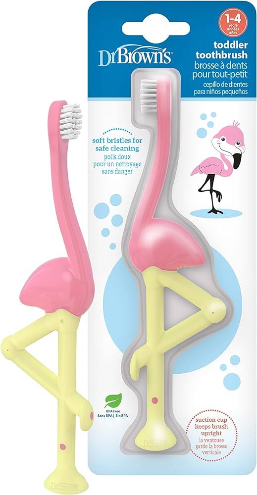 Dr. Brown's Baby and Toddler Toothbrush, Flamingo 1-Pack, 1-4 Years | Amazon (US)