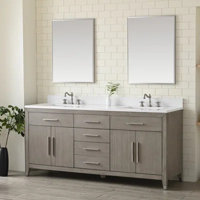 Maddison 72'' Double Bathroom Vanity with Engineered Stone Top and Backsplash | Wayfair North America