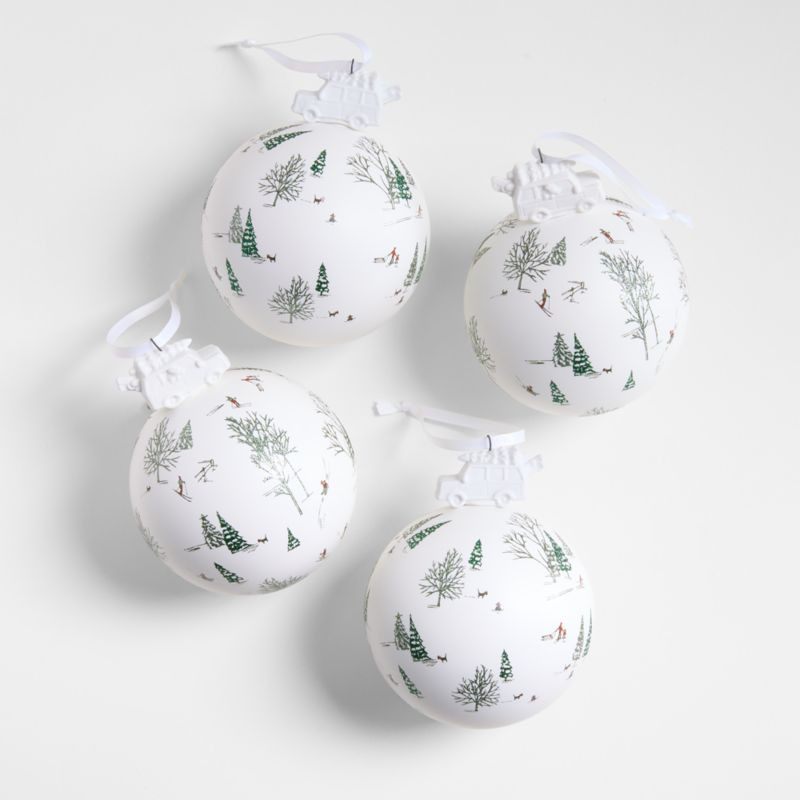 Winter Scene Christmas Ornaments, Set of 4 + Reviews | Crate & Barrel | Crate & Barrel