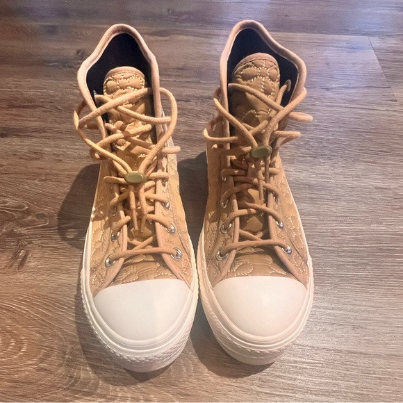 New gold quilted platform converse | Poshmark