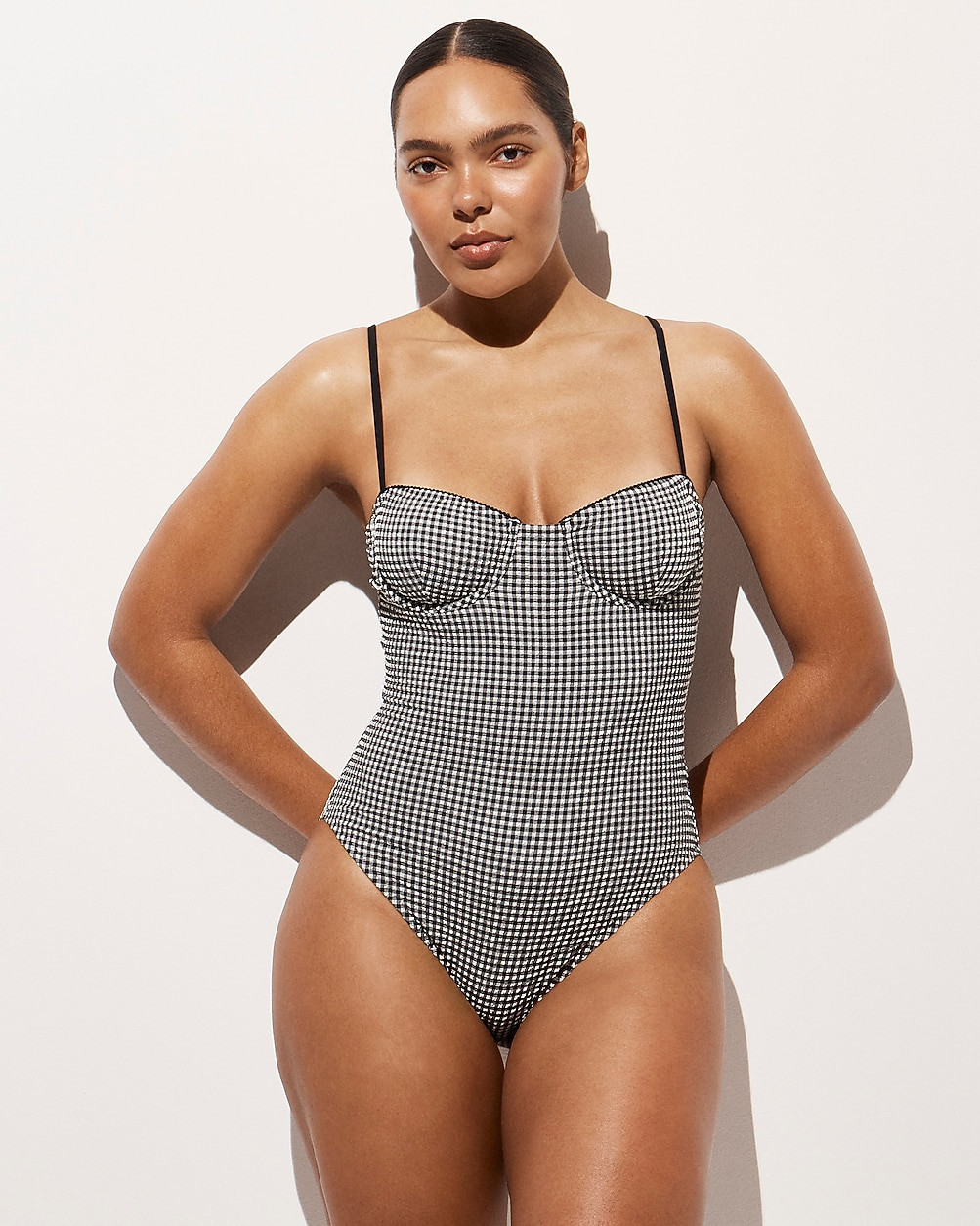 Balconette underwire one-piece in gingham | J. Crew US