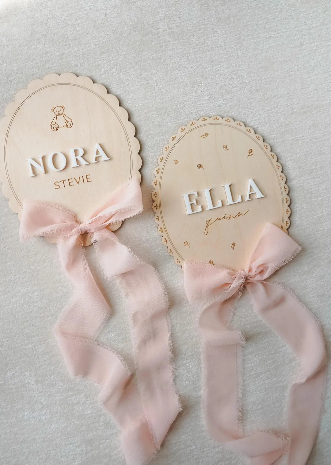 Newborn Birth Announcement Sign: Wooden Hospital Keepsake with Bow for Baby Girl | Etsy (US)