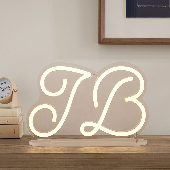 Brite Tribe Initial Neon Wall Light with Stand | Pottery Barn Teen