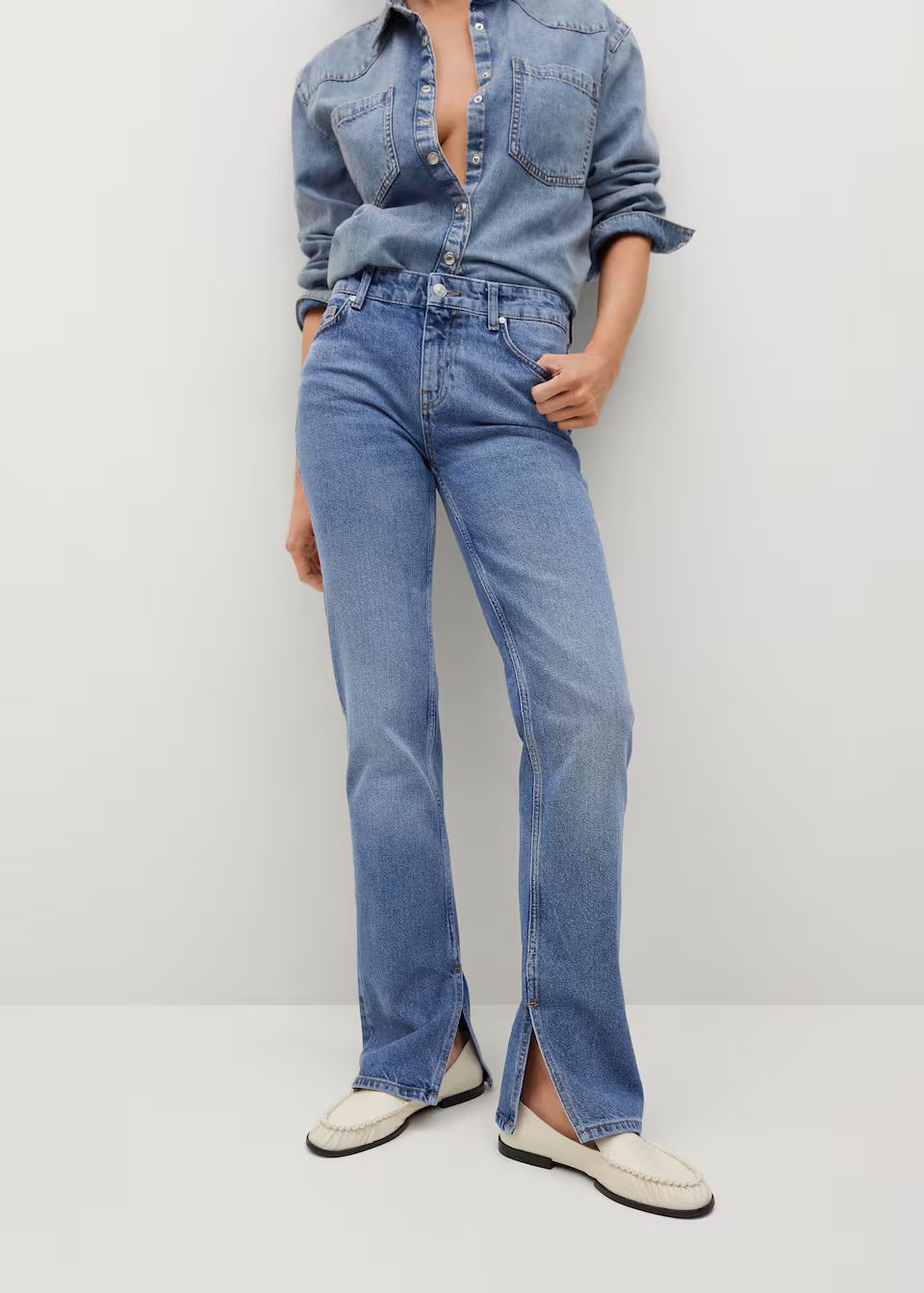 Side slit slim jeans | MANGO (UK)