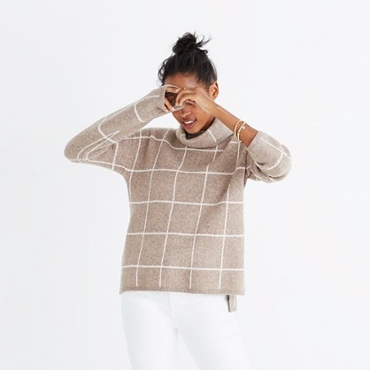 Windowpane Turtleneck Sweater | Madewell