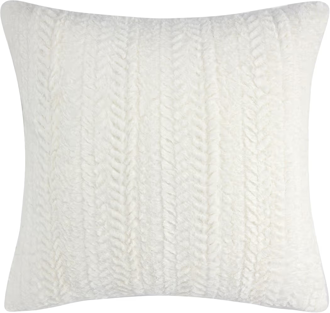 Levtex Home - Tinsel Tidings - Fur Cable Stripes - Decorative Pillow (18x18in.) - Ivory | Amazon (US)