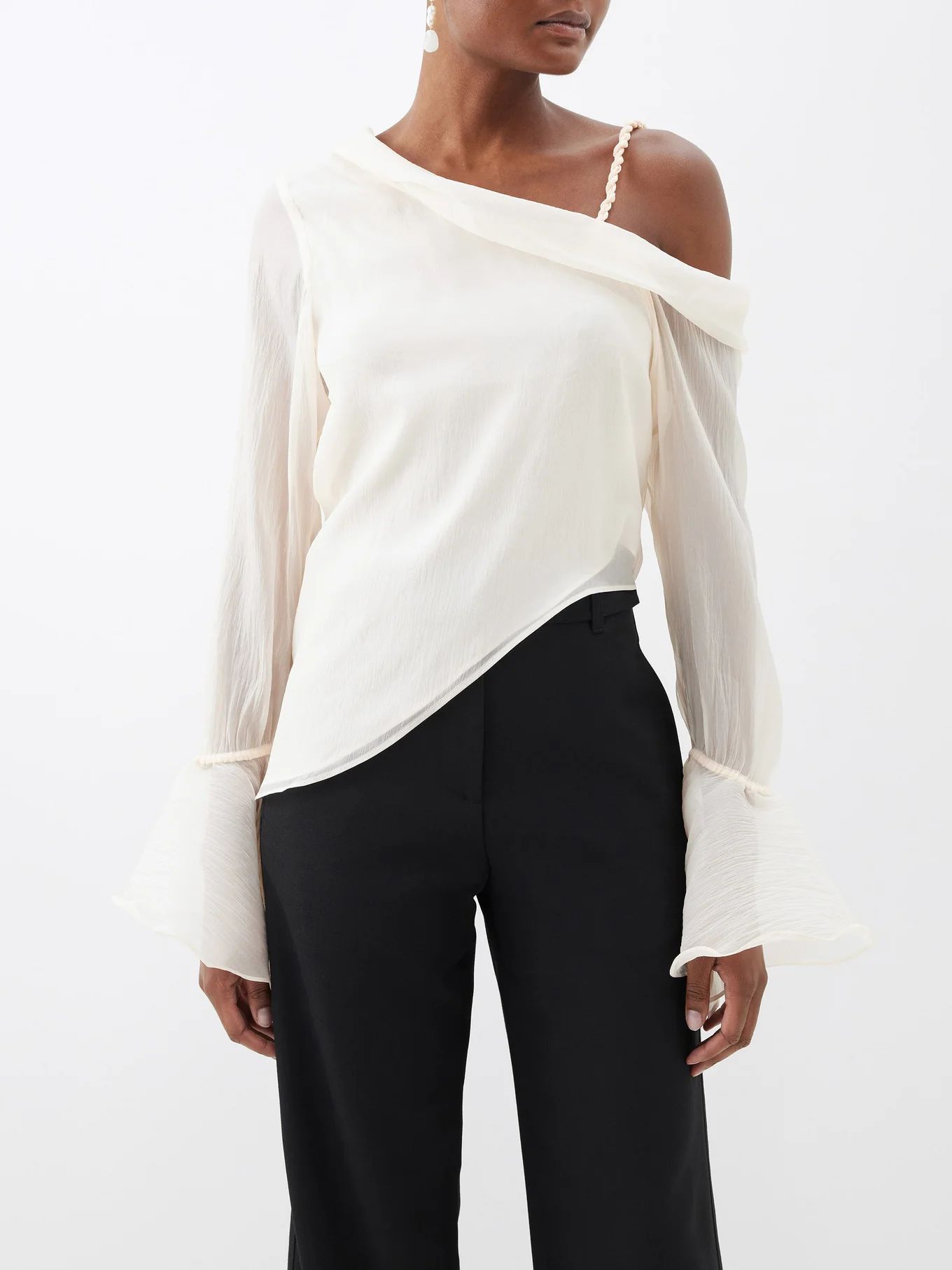 Edith asymmetric crinkled-crepe top | Matches (UK)