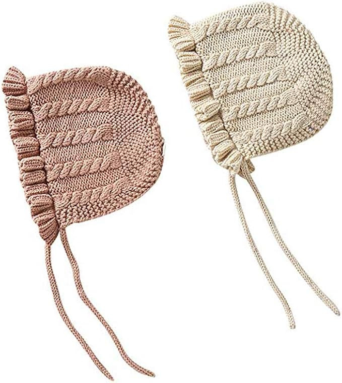 Vivobiniya Toddler Girl Lovely Flounce Knit Hats Baby Bonnets Newborn Baby Hats 0-8y | Amazon (US)