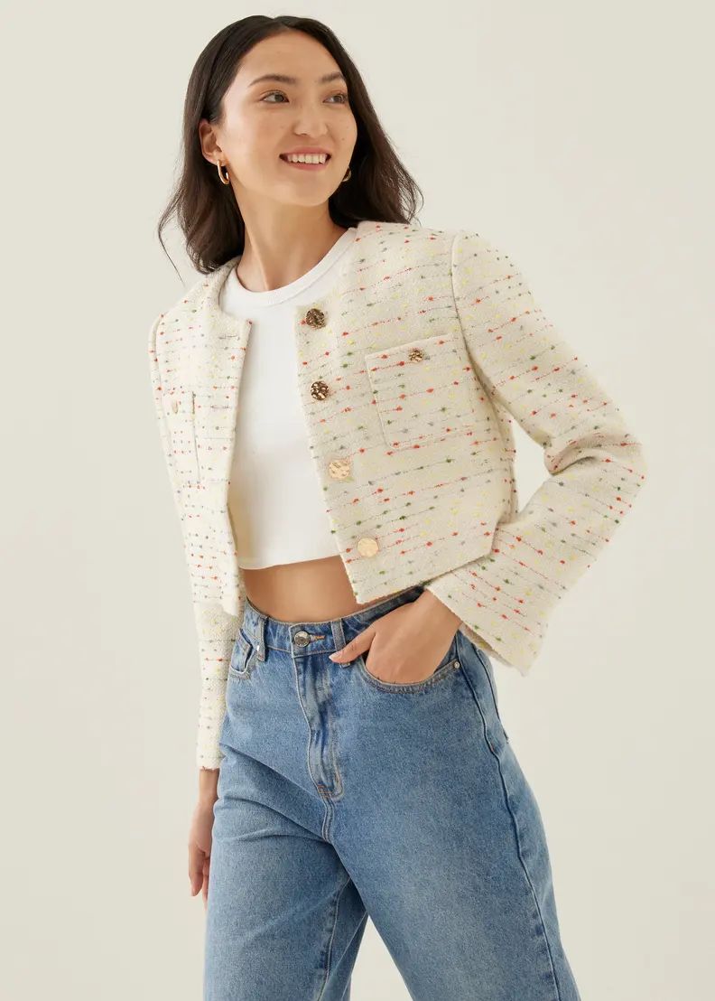 Monroe Tweed Crop Jacket | Love, Bonito USA