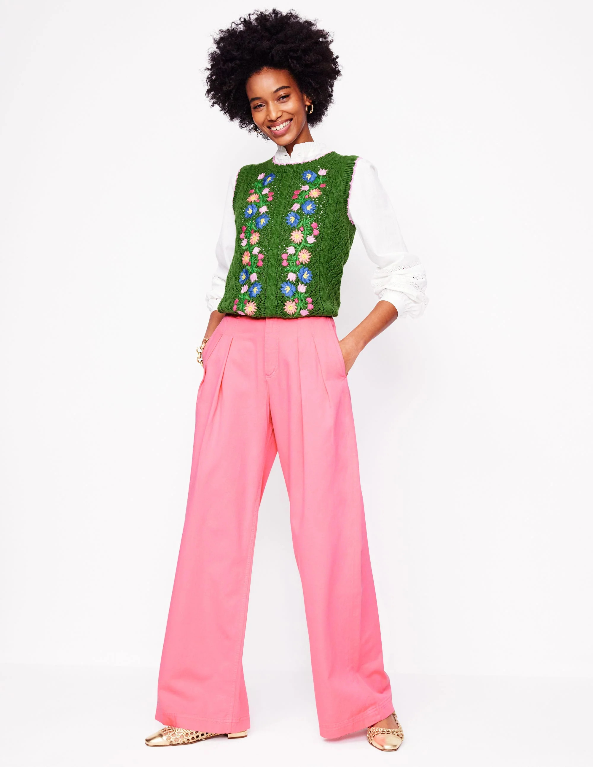 Brompton Wide Leg Pants-Pink Rose | Boden (US)