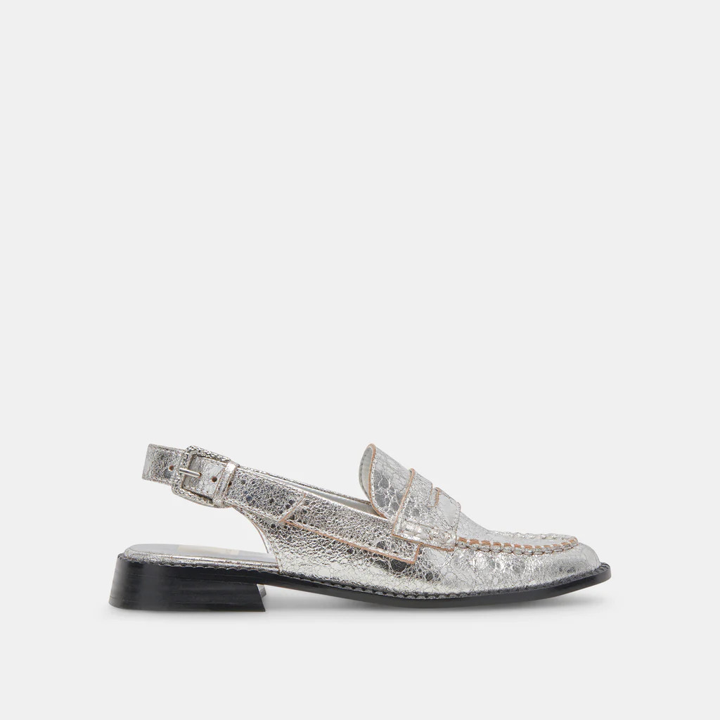 HARDI LOAFERS SILVER CRACKLED LEATHER | DolceVita.com