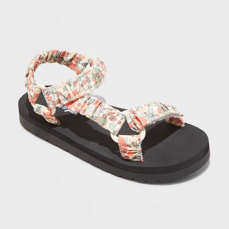 Girls' Mae Floral Print Ankle Quarter Sandals - Cat & Jack™ Pink | Target