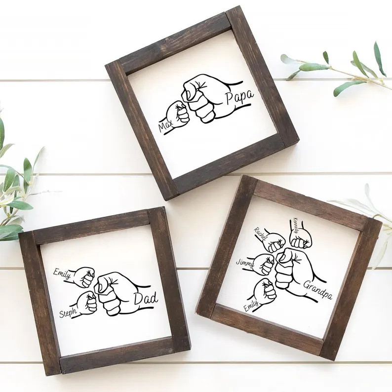 Fist Bump Dad and Kids Framed Sign Gift From Kids Sign Gifts for Dad Father's Day Gift Unique Gif... | Etsy (Global)