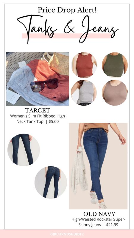 Price drop alert for Target high neck tanks and Old Navy Super Skinny Jeans!  Tanks are great for  layering in fall and winter. Jeans are a great staple. 

#LTKsalealert #LTKfindsunder50 #LTKHoliday
