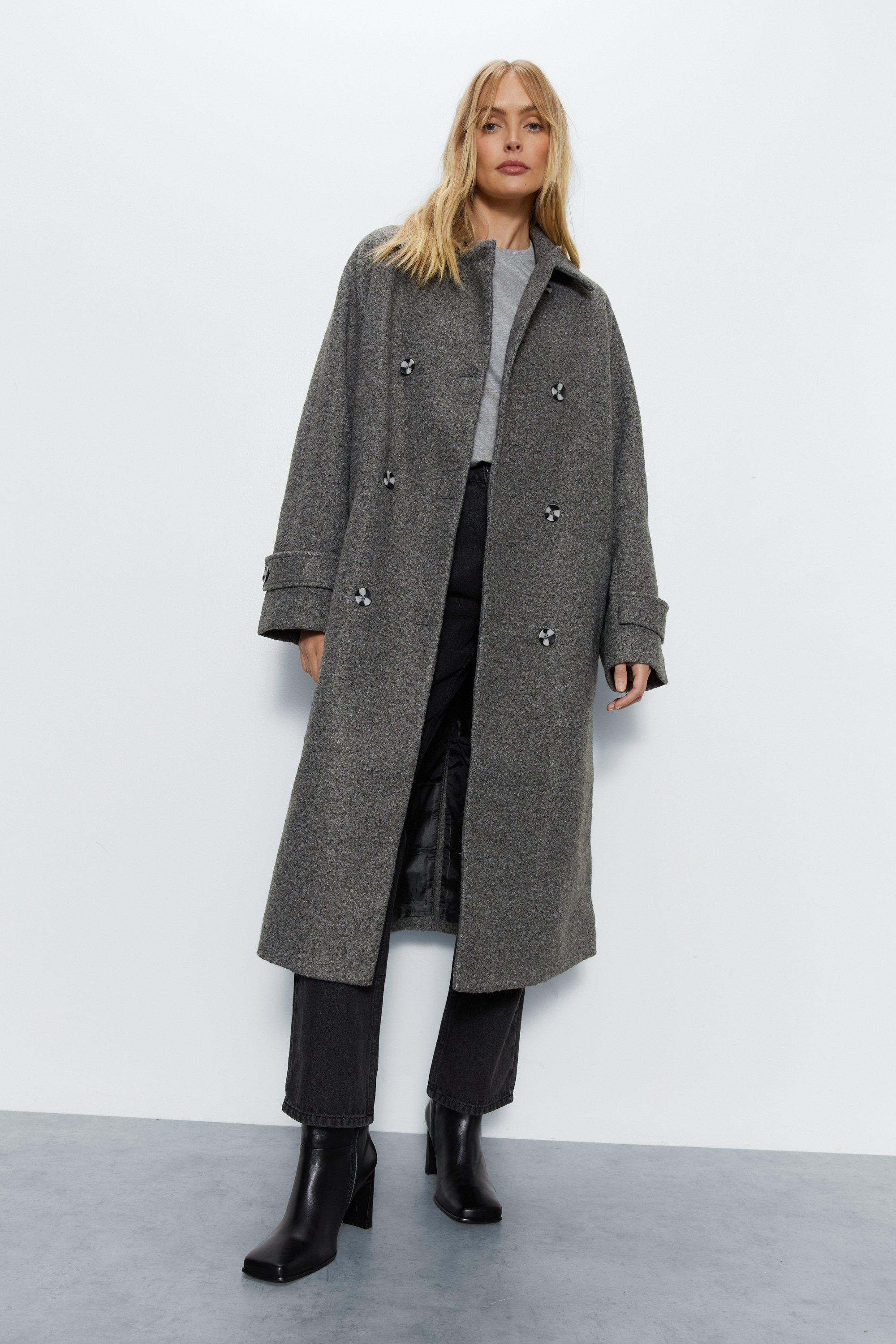 Double Breasted Wool Marl Coat | Warehouse UK & IE
