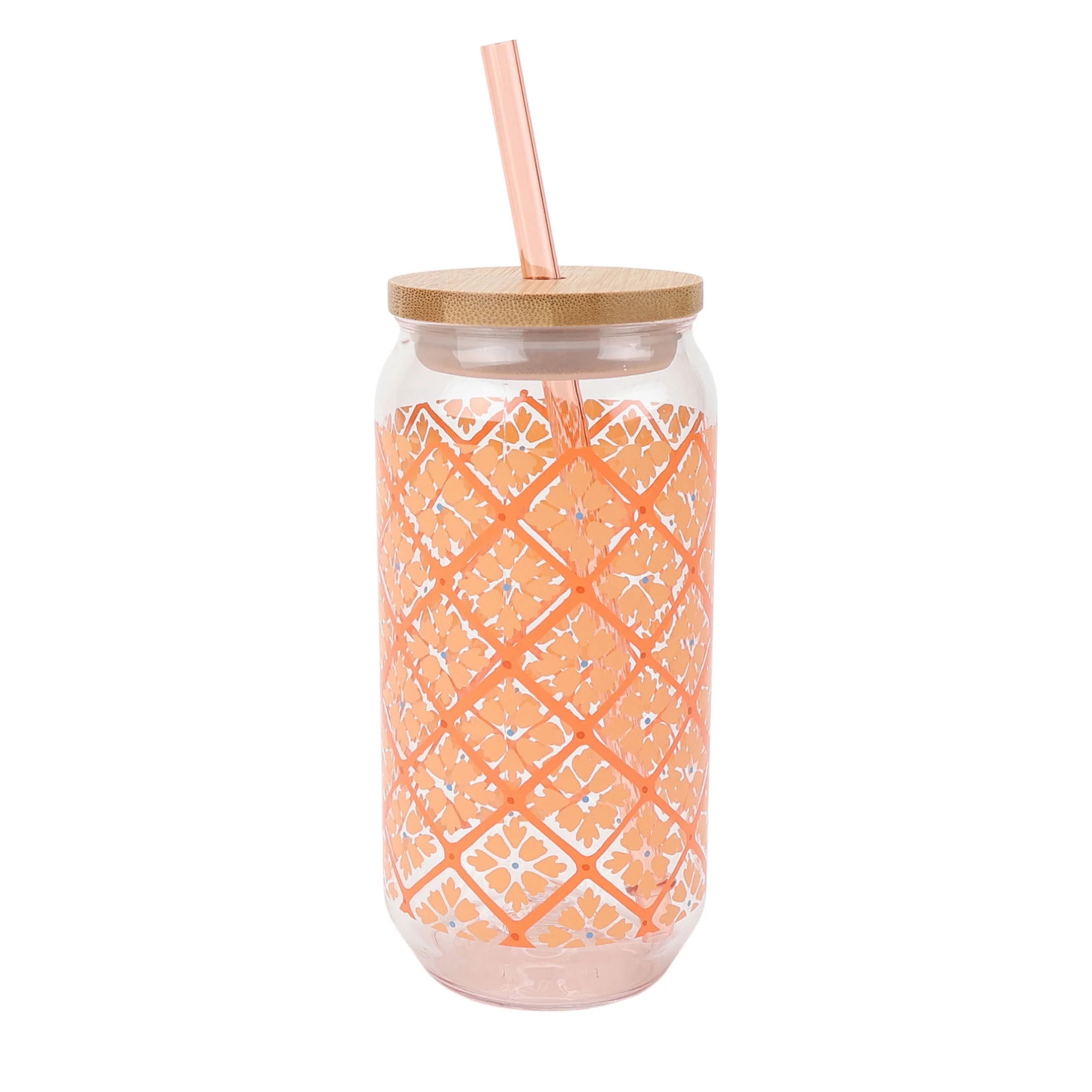 Mainstays by Becky G. & Alejandra 20-Ounce Acrylic Can Shape Tumbler, Orange Tile Pattern | Walmart (US)