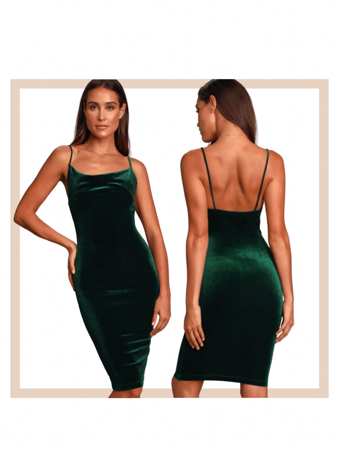 Lulus Jazzy Belle Dark Green Velvet Dress