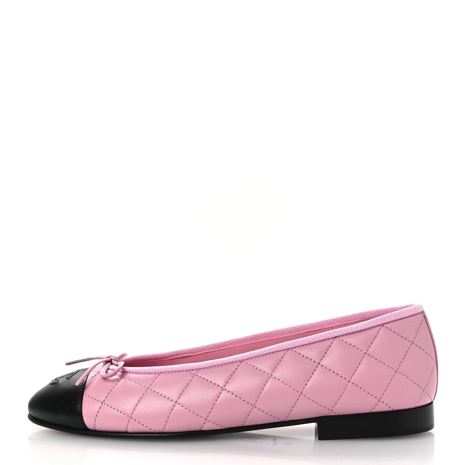Lambskin Quilted CC Cap Toe Ballerina Flats 37 Light Pink Black | FASHIONPHILE (US)