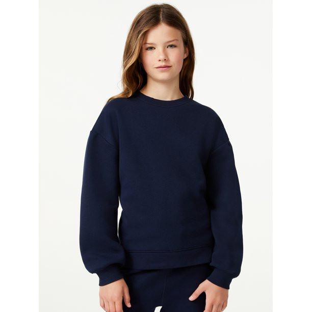 Free Assembly Girls Slouchy Crewneck Sweatshirt, Sizes 4-18 - Walmart.com | Walmart (US)