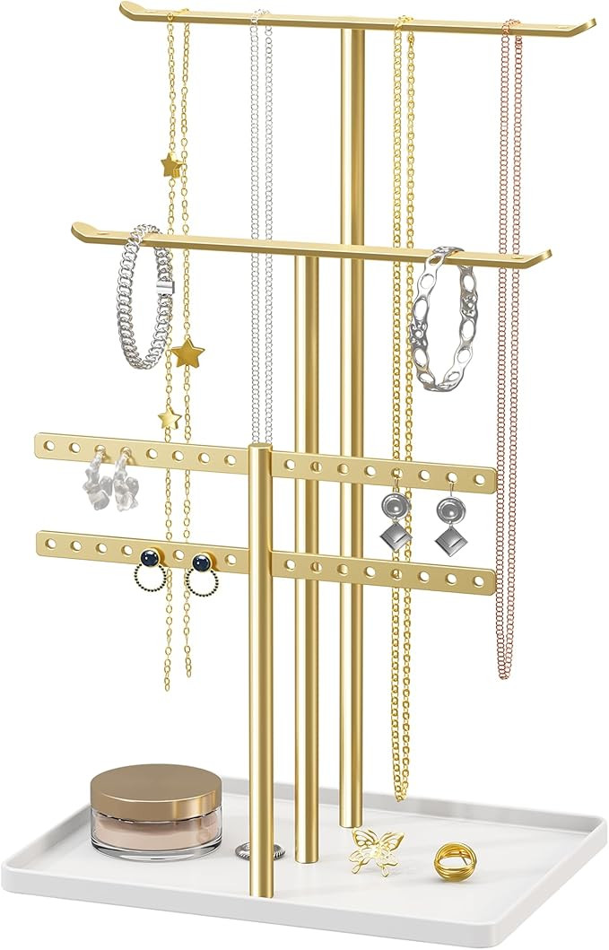 pickpiff Jewelry Stand Holder Organizer: 14.5" Sturdy Jewelry Hanger, Gift for Women, Gold Jewler... | Amazon (US)