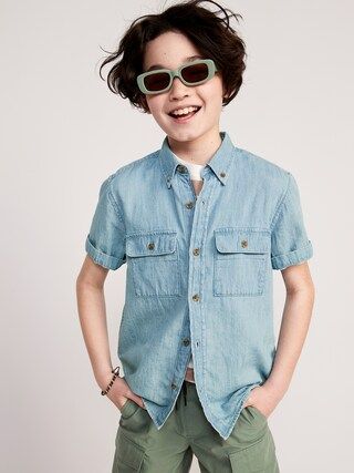 Short-Sleeve Utility Pocket Jean Shirt for Boys | Old Navy (US)