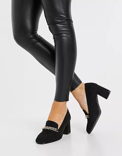 London Rebel heeled trim loafers in black | ASOS (Global)