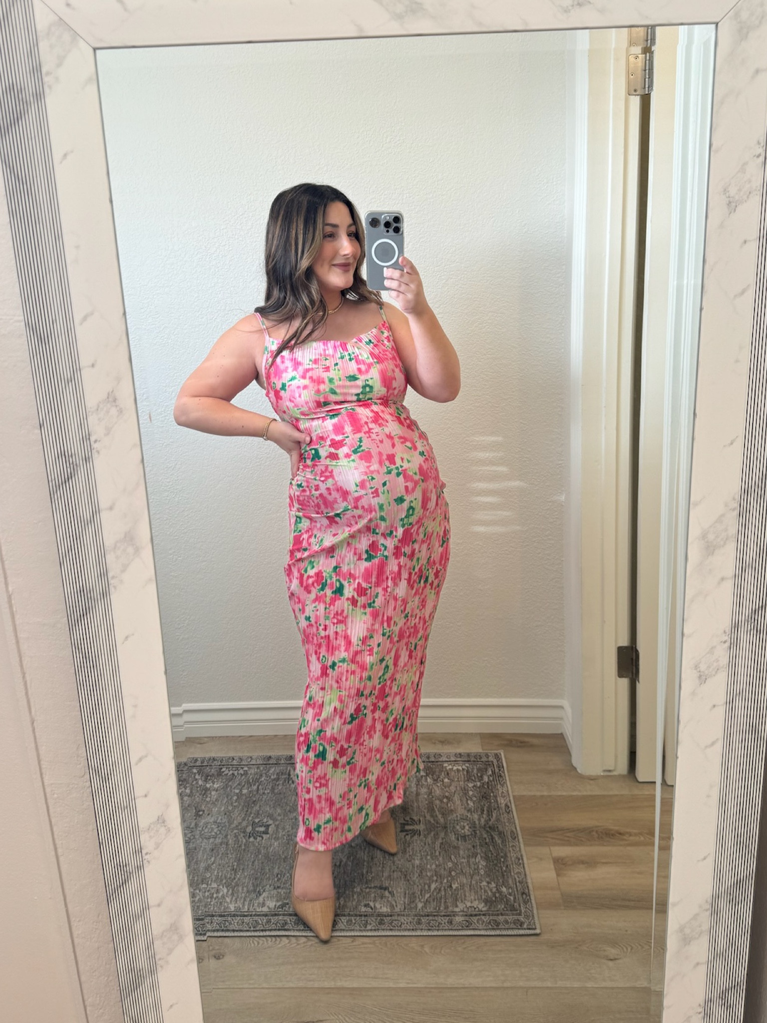 This $30 dress is stunning!! Perfect for a summer wedding! 

Petite and bump friendly!! I'm 5'0" wearing a size small! 

Pink floral dress, cowl neck dress, petite maxi dress, formal dress, full length dress, formal event dress, wedding guest dress  

#LTKWedding #LTKStyleTip #LTKFindsUnder50