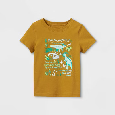 Toddler Boys' Parasaurolophus Dino Graphic Short Sleeve T-Shirt - Cat & Jack™ Gold ... | Target