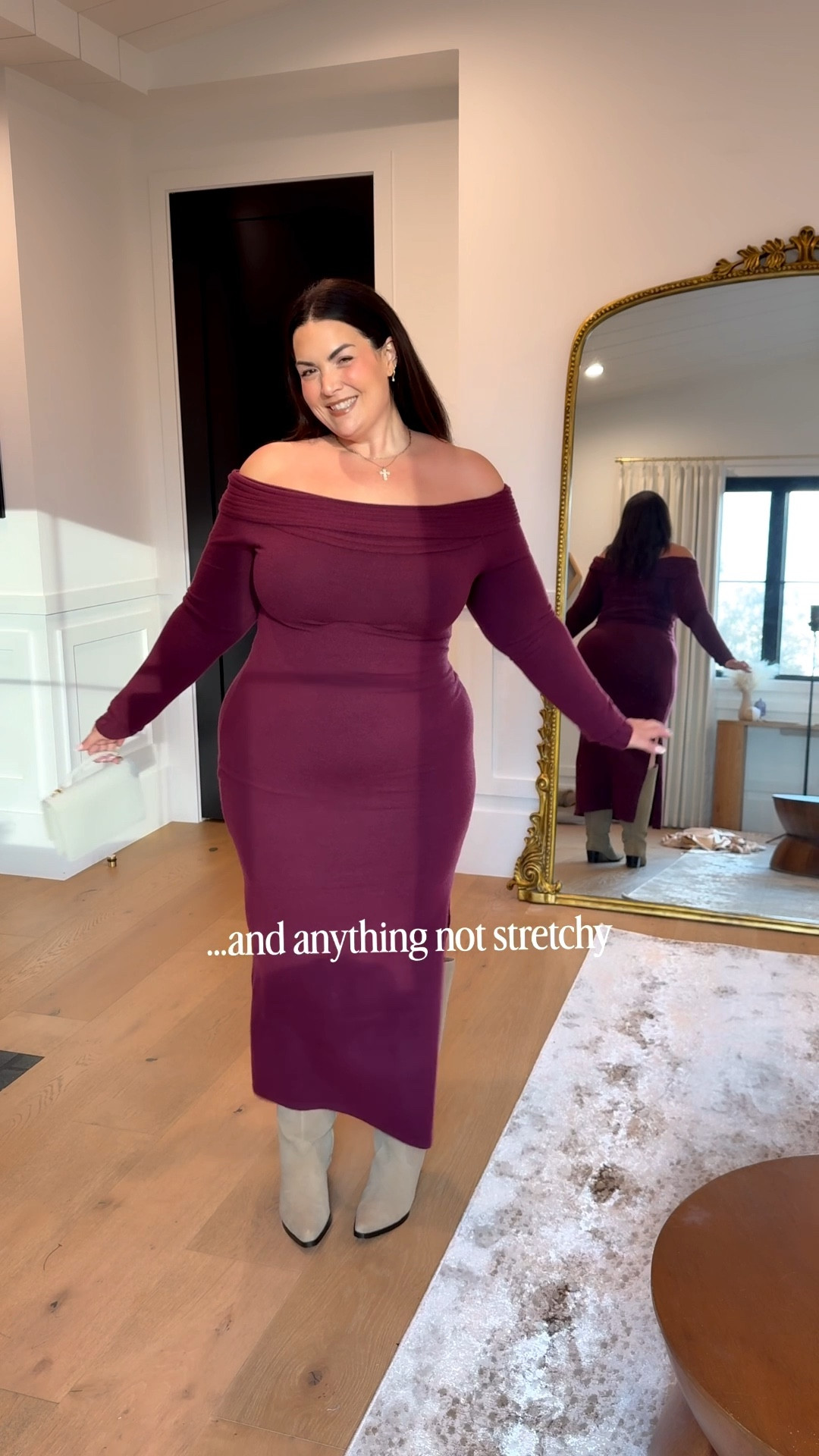 Wearing XL in dress and extra wide calf boot 

#LTKHoliday #LTKMidsize #LTKPlusSize