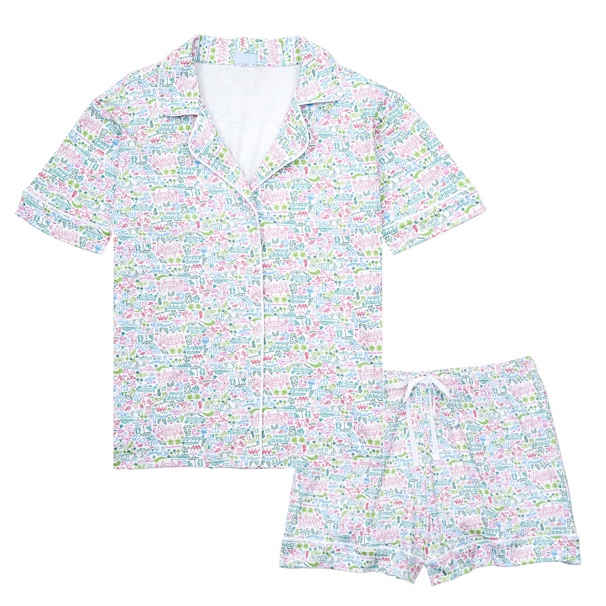Palm Beach Women’s Button Front Short Pajama Set | Joy Street Kids LLC