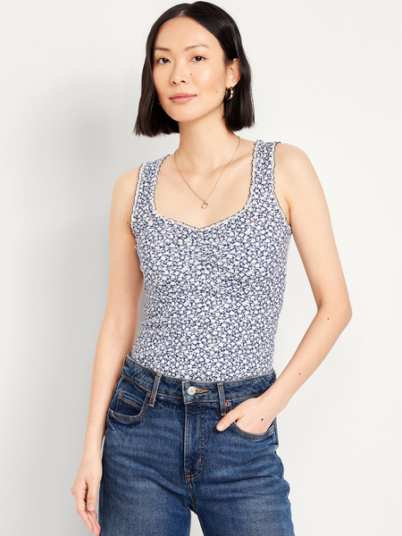 Ribbed Cinched-Front Tank Top | Old Navy (US)