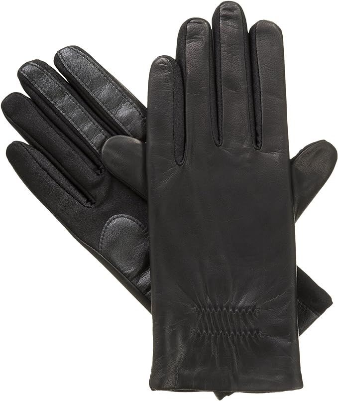isotoner Women's Classic Stretch Leather Touchscreen Cold Weather Gloves, Fleece Lining | Amazon (US)