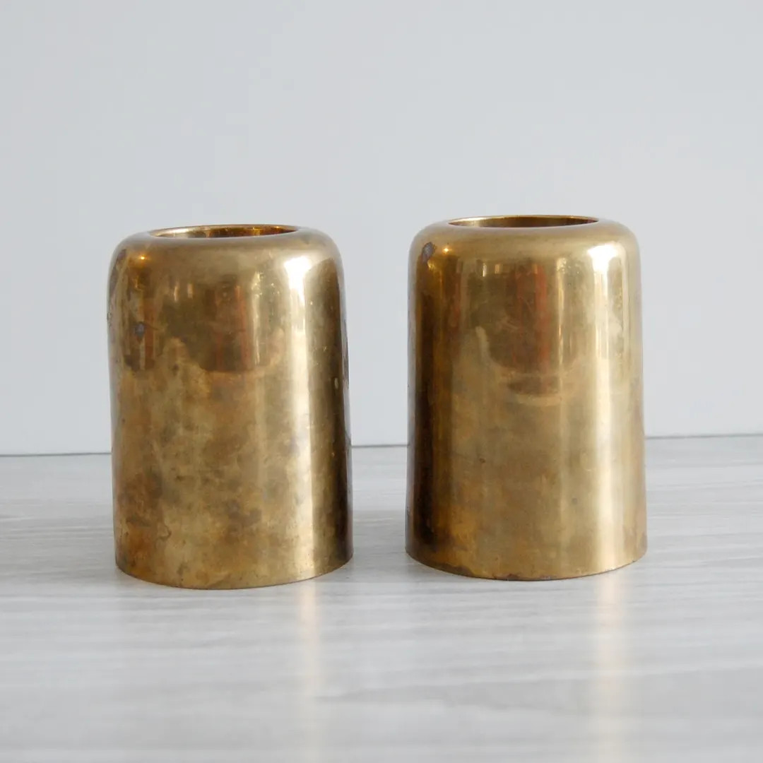 Midcentury Brass Candleholders, Vintage Midcentury Candleholders, Vintage Brass Tea Light Holders... | Etsy (US)