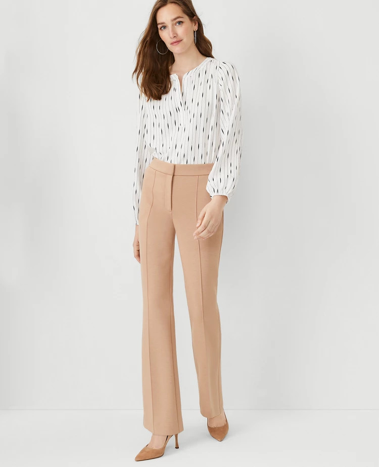 The Pintucked High Rise Trouser Pant in Double Knit | Ann Taylor (US)