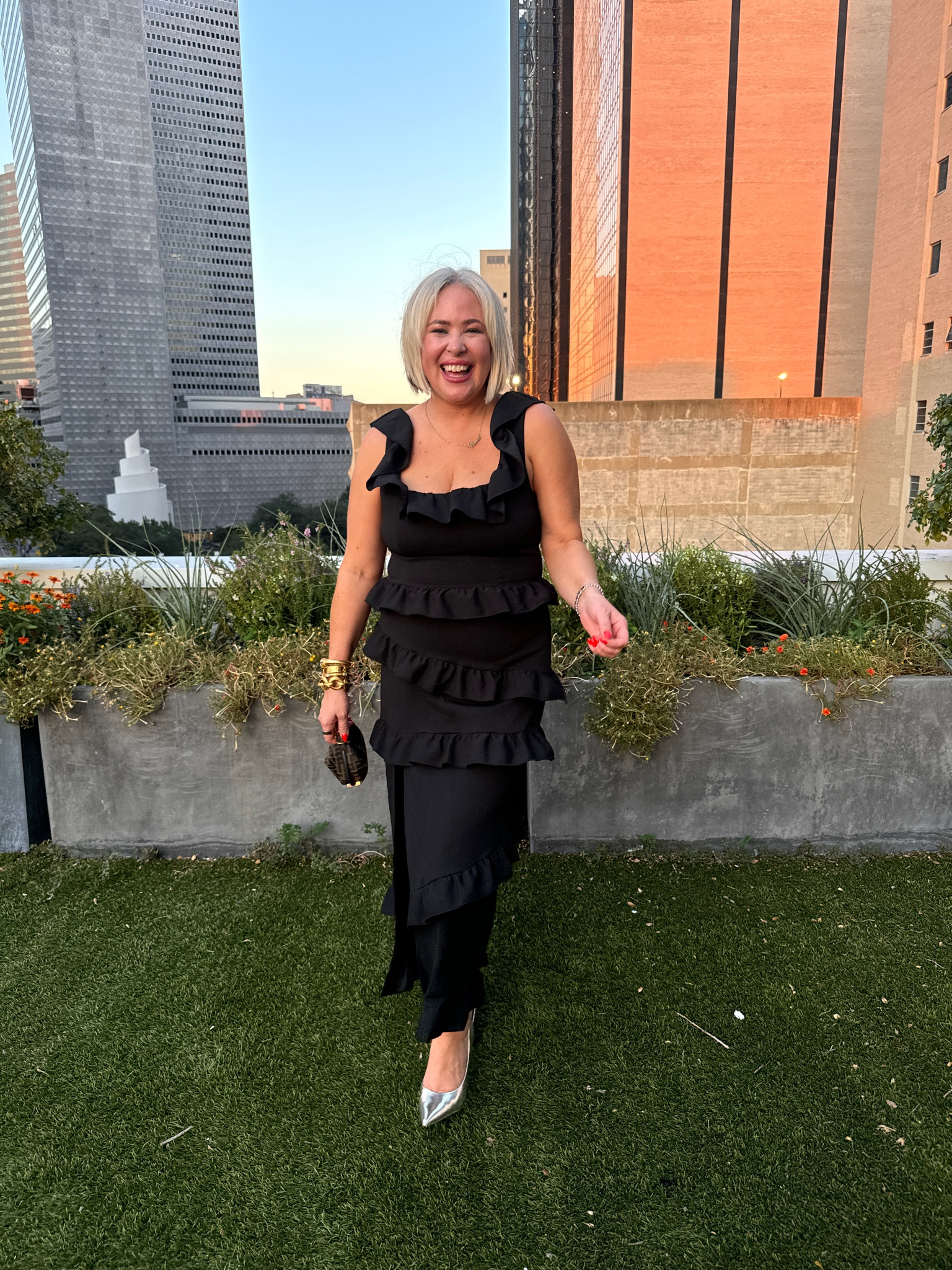 First night’s look for LTK Con! 🖤 This Show Me Your Mumu dress is stunning! The ruffle detail is my favorite. Mixed metals and my mini Fendi bag to pull it all together! 

I’m in the XL.

#LTKCon #LTKOver40 #LTKStyleTip