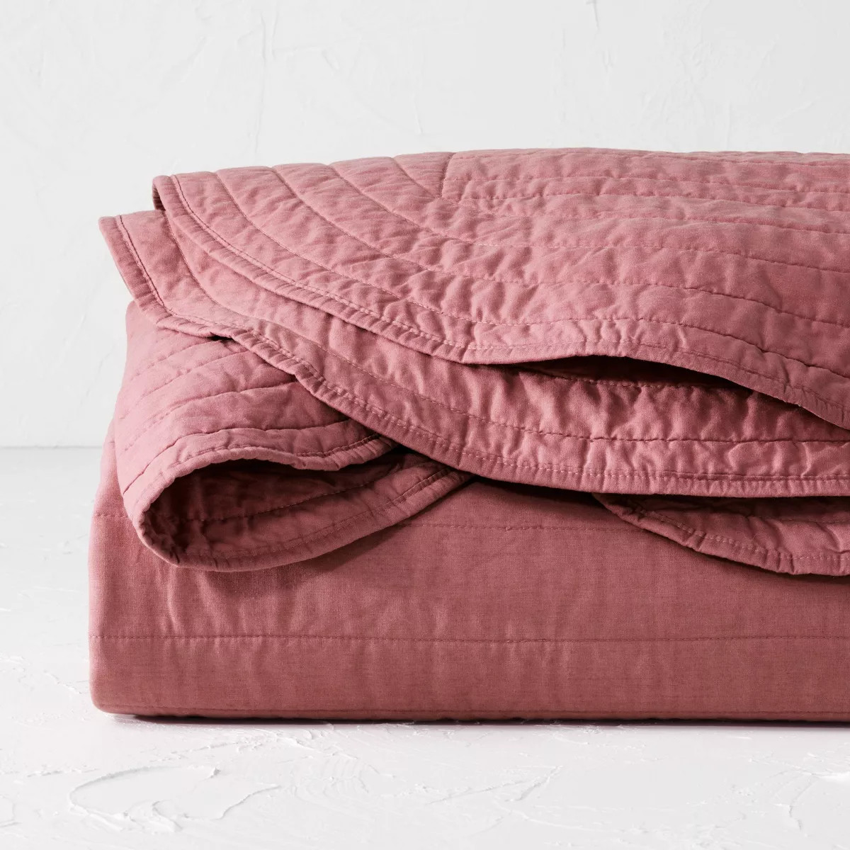 Full/Queen Scalloped Edge Quilt Mauve - Opalhouse™ designed with Jungalow™: Cotton & Polyeste... | Target