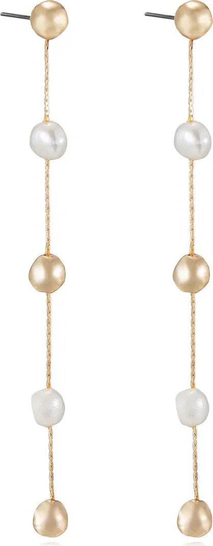 Ettika Cultured Freshwater Pearl Linear Drop Earrings | Nordstrom | Nordstrom