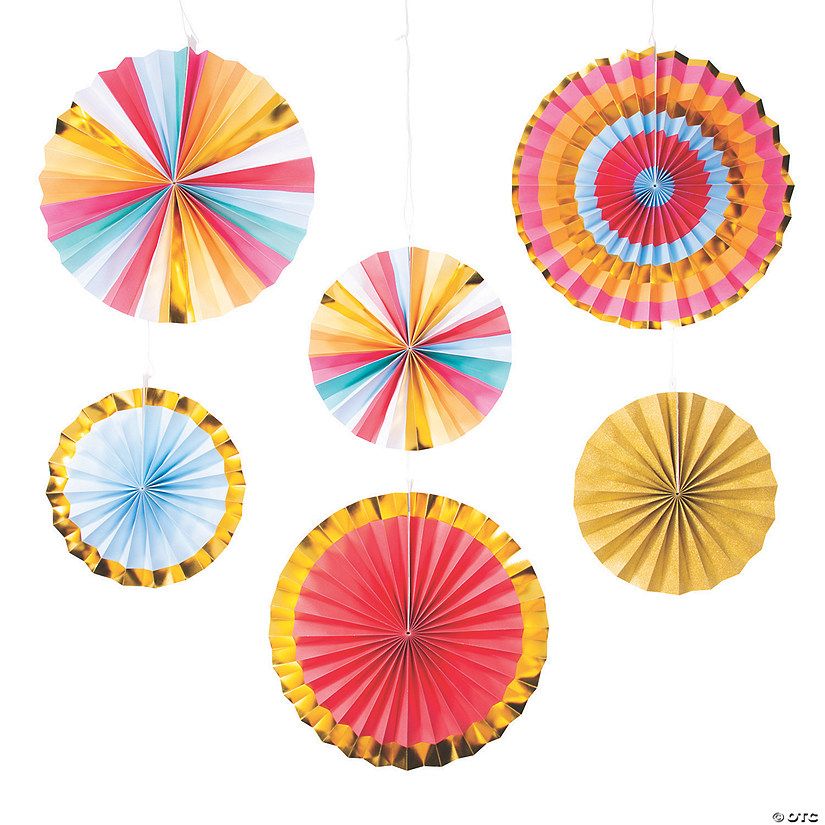 10" - 14" Happy Day Party Hanging Paper Fans - 6 Pc. | Oriental Trading Company