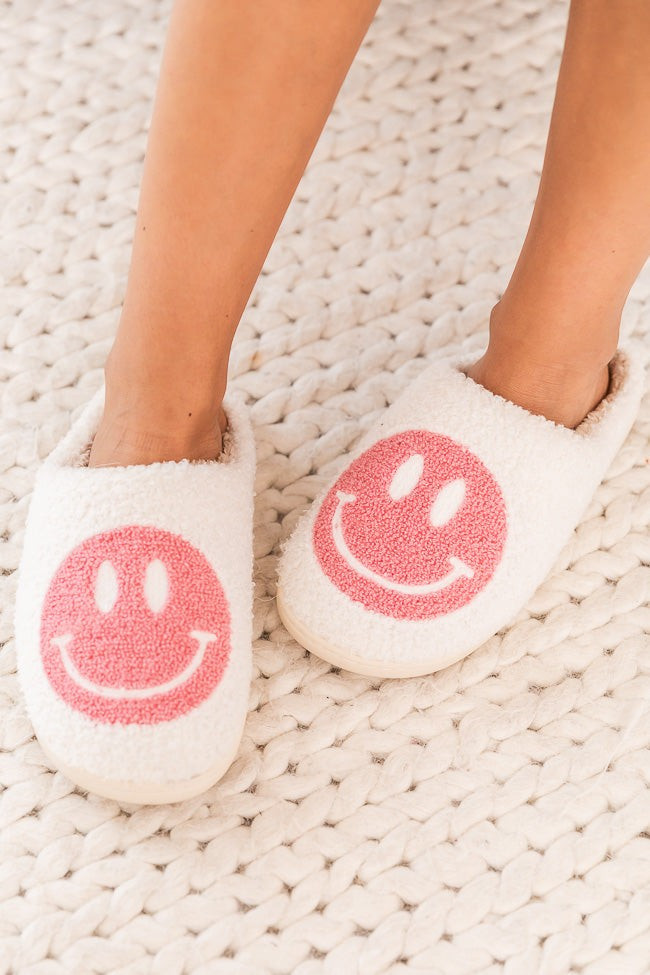 Pink Smiley Slippers | Pink Lily