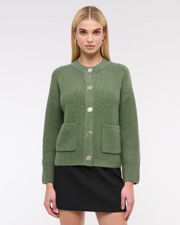 Women's Relaxed Hardware Crew Cardigan | Women's Tops | Abercrombie.com | Abercrombie & Fitch (US)